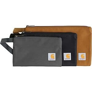 Carhartt utility multi-size pouch set in brown canvas material with multiple compartments and carrying handles.