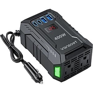 vansoet 400W 12V Car DC to 110V AC Inverter w/ 4x USB, 2x AC $21