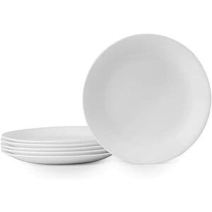 6-Piece 8.5" Corelle Vitrelle Triple Layer Glass Plates Set (Winter Frost White) $14.40