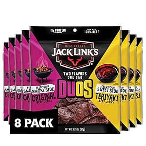 Select Accounts: 8-Pk 3.25-Oz Jack Link's DUOs Beef Jerky (Original & Teriyaki) $14.95 w/ S&S