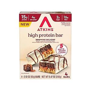 4-Ct 2.12-Oz Atkins High Protein Bar (Brownie Delight) $3.90 + Free S&H w/ Prime