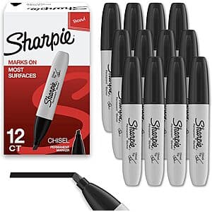 12-Ct Sharpie Chisel Tip Permanent Markers (Black) $6.80 w/ S&S