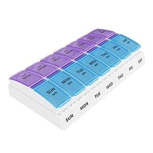 7-Day EZY DOSE Pill Organizer w/ Blue/Purple Lids $4.45 w/ S&S