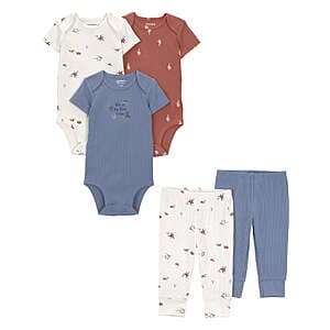 Carter's 5-piece set of colorful baby bottoms in various styles and patterns for infants.