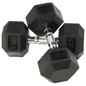 BalanceFrom Rubber Encased Hex Dumbbell: 70-Lbs Single $35, 35-Lbs Pair $40 & More + Free S&H