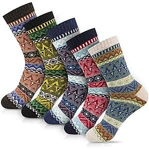 5-Pairs FYC Women's Wool Blend Cozy Crew Socks (Various) $6