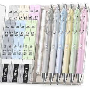 6-Piece Four Candies Pastel Mechanical Pencil Set w/ Refills, Erasers & Case $6.75 w/ S&S