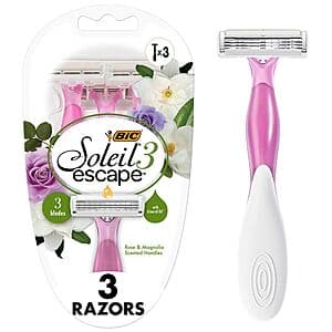 3-ct BIC Soleil Women's Escape 3-Blades Disposable Razors (Rose & Magnolia) $0.90 + Free Store Pickup ($10 Min.)
