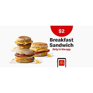 McDonald's App Exclusive Offer: Any McDonald's Breakfast Sandwich $2 (Valid 1x Week/thru 10/4)