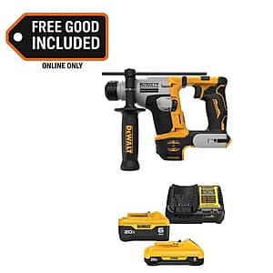 DEWALT ATOMIC 20V MAX 5/8" SDS Plus Hammer Drill w/ 5Ah & 2Ah Batteries $199 + Free Shipping