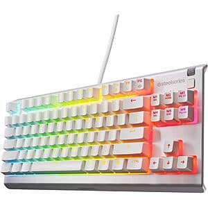 SteelSeries Apex 3 TKL Wired Membrane RGB Mechanical Gaming Keyboard (White) $35
