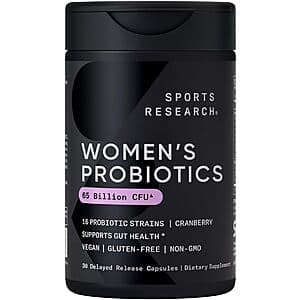30-Ct Sports Research Women's Probiotics Veggie Capsules w/ Prebiotics & Cranberry $12.20 w/ Subscribe & Save