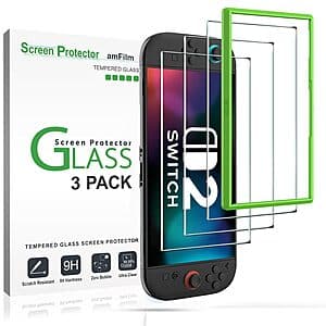 3-Pack amFilm Tempered Glass Screen Protector for Nintendo Switch 2 $4.95 & More