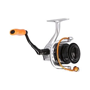 Abu Garcia Max STX spinning reel with dark finish and ergonomic handle design.
