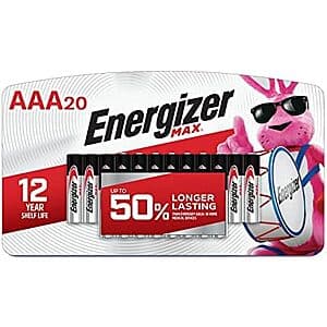 Select Areas: 20-Pack Energizer MAX AAA Alkaline Batteries $7.55 w/ Subscribe & Save