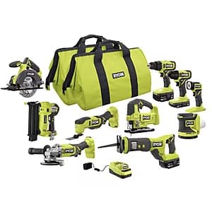 RYOBI ONE+ 18V Cordless 10-Tool Combo w/ 1.5 Ah + 2x 4.0 Ah Batteries & Charger $389 + Free Shipping