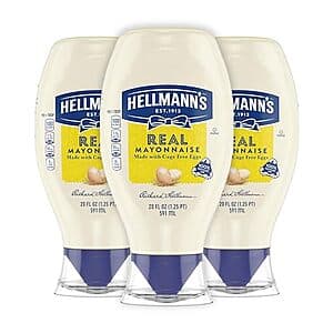 Select Accounts: 3-Pk 20-Oz Hellmann's Real Mayonnaise Squeeze Bottles $6.55 w/ S&S