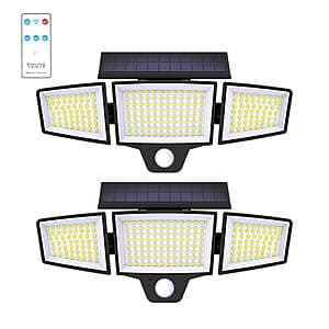 2-Pack Tzumi Solar Lights Motion Sensor Outdoor Flood Lights w/ Wireless Remote $17