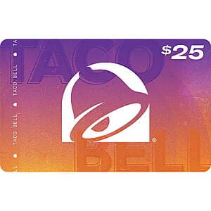 Taco Bell $25 gift card displayed as a digital email delivery option.