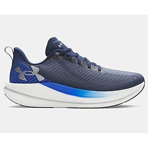 Under Armour Men's Velociti SPD 5 running shoe in Academy blue, Team Royal, and Metallic Silver colorway.