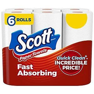 6-Ct Scott Choose-A-Sheet Paper Towels Regular Rolls 2 for $5.50 + $10 Min for Pickup