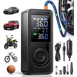 XEITIN Rechargeable Portable 150 PSI Tire Inflator / Air Compressor $15