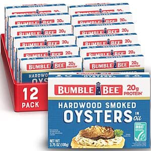 Select Accounts: 12-Pk 3.75-Oz Bumble Bee Hardwood Smoked Oysters $19.65 w/ S&S