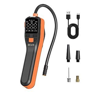 BEVA 150PSI Portable Air Compressor w/ Digital Pressure Gauge & LED Light $15