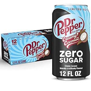 12-Pk 12-Oz Dr Pepper Zero Sugar Soda (Creamy Coconut) 3 for $15