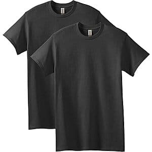 2-Pk Men's Gilden Heavy Cotton Classic Fit T-Shirt (Black) $9.85 & More
