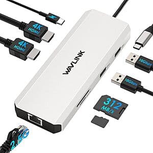 WAVLINK 7-in-1 Laptop Docking Station w/ Dual 4K HDMI, 2.5G LAN & 140W (Windows) $25 + Free S&H