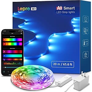 Prime Members: 65.6' Lepro SE1 RGB Wi-Fi & Bluetooth AI Smart LED Light Strips $17.15 & More + Free S&H