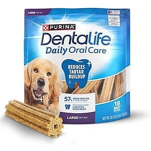 Select Accounts: 18-Ct Purina DentaLife Daily Oral Care Dog Sticks (Large Chews) $5 w/ S&S