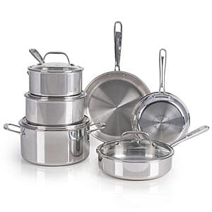 10-Piece T-Fal Pro Tri-Ply Stainless Steel Pots & Pans Cookware Set $142.50 + Free Shipping
