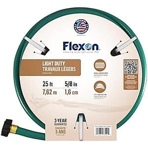 25' x 5/8" Flexon Light Duty Reinforced Garden Hose (Green) $8.85