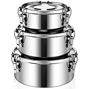 3-pk Skybooly Stainless Steel Bento Box Set (13-oz, 22-oz & 36-oz) $24
