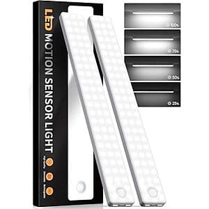 2-Pk 13" Auxoda Rechargeable Under Cabinet LED Motion Sensor Light (7000K) $9