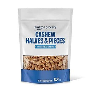 Select Accounts: 16-Oz Amazon Grocery Roasted & Salted Cashew Halves & Pieces $4.45 w/ S&S