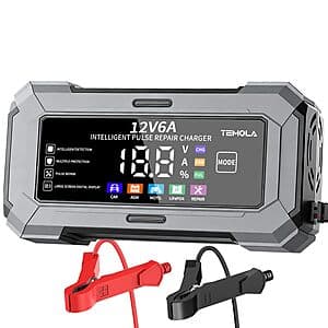 12V 6A Temola Automatic Car Battery Charger & Maintainer w/ Digital Display $11.50