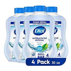 Prime Members: 4-Pack 30-Oz Dial Antibacterial Foaming Hand Soap (Spring Water) $15.20 + Free Shipping