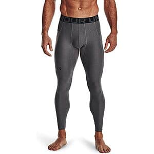 Under Armour Men's HeatGear Compression Leggings (Carbon Heather/Black) $12.25