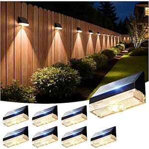 8-Pk VOLISUN Dusk-to-Dawn Solar Fence Lights $14.75