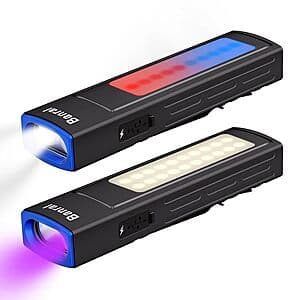 2-Pk Banral Rechargeable EDC Flashlight w/ 395nm UV & COB Light $23.35 + Free S&H