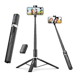 72" Fuloview Selfie Stick Tripod w/ Wireless Bluetooth Remote $8