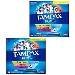 34-Count Tampax Pearl Tampons (Trio Pack) 2 for $8 + Free Shipping w/ Prime
