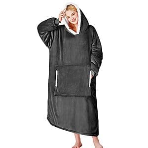 Prime Members: yescool Oversized Wearable Sherpa Fleece Hoodie (Pink or Grey) $13.50