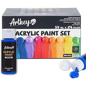 24-Count 2-Oz Artkey Acrylic Paint Set $12.20