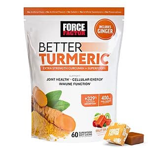 Select Accts: 60-Ct Force Factor Better Turmeric Soft Chews (Fruit Splash) $9.75 w/ S&S