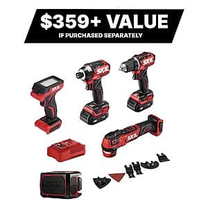 5-Tool Skil PWR Core 12V Brushless Power Tool Combo Kit w/ Standard Charger $79 + Free Store Pickup