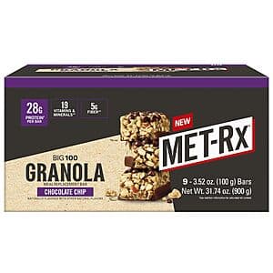 9-Ct 3.52-Oz MET-Rx Big 100 Granola Protein Meal Replacement Bar (Chocolate Chip) $8